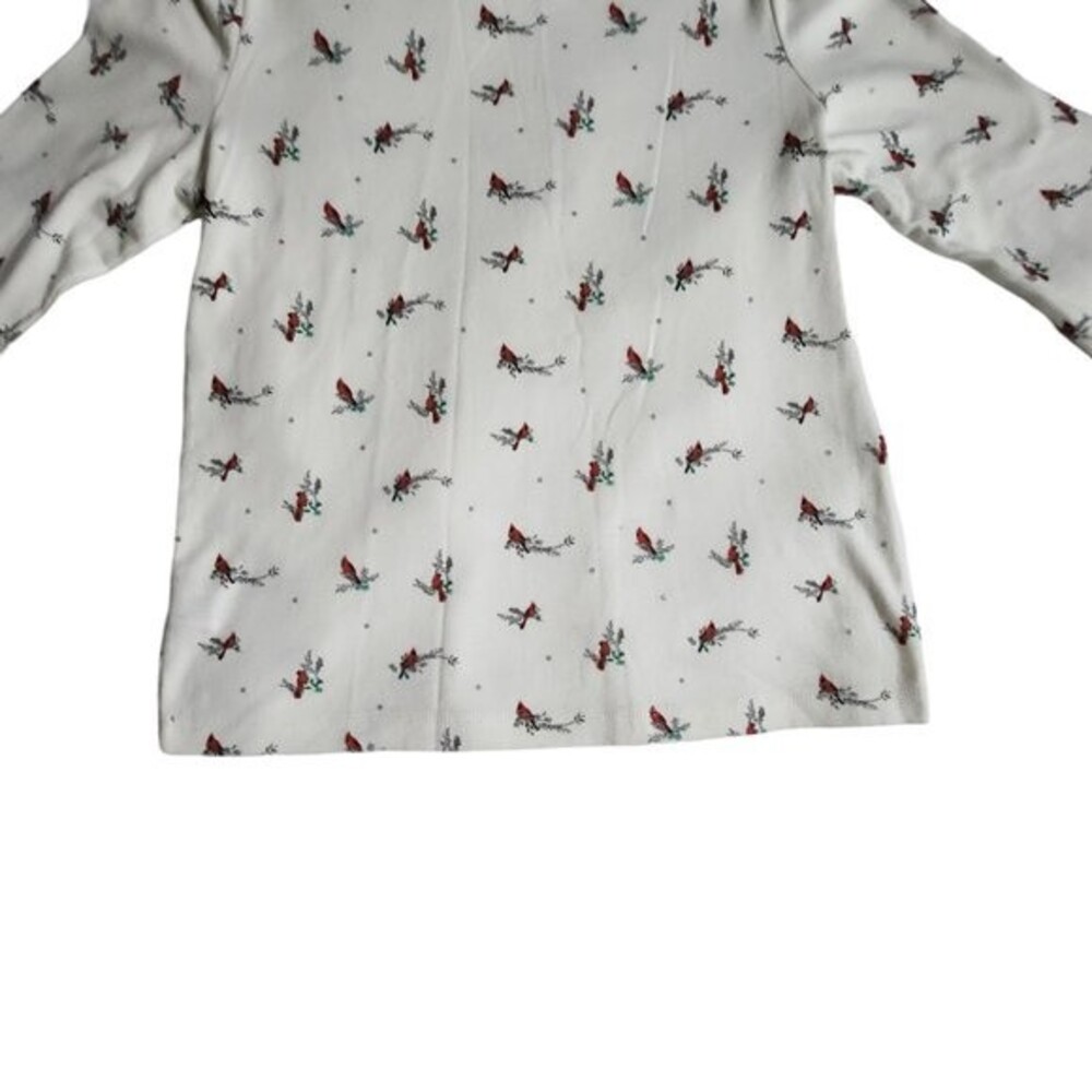 Cardinal Red Patterns croft & barrow | Tops | Croft Barrow White Red Cardinal Bird Long ...
